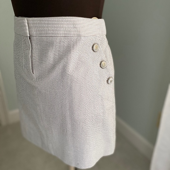 J. Crew mini skirt-brown/white seersucker-16” long, size 6. - Picture 3 of 6